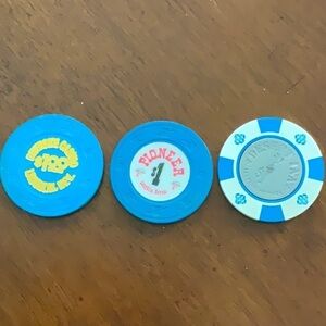 Collectible casino pocker chips from the 80’s SET- 3 chips-Vegas & Laughlin Nev.